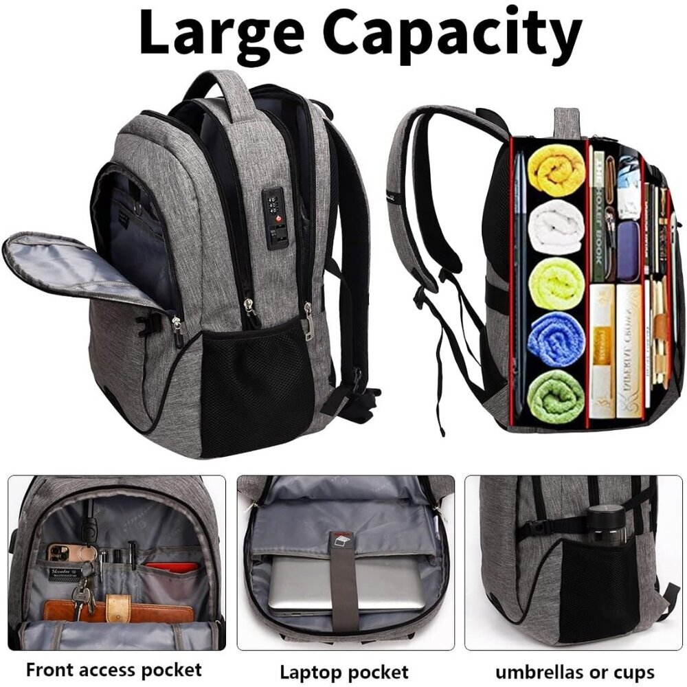 Anti Theft Laptop Backpack Travel Backpacks with usb Charging Port for Women Men - Picture 5 of 8